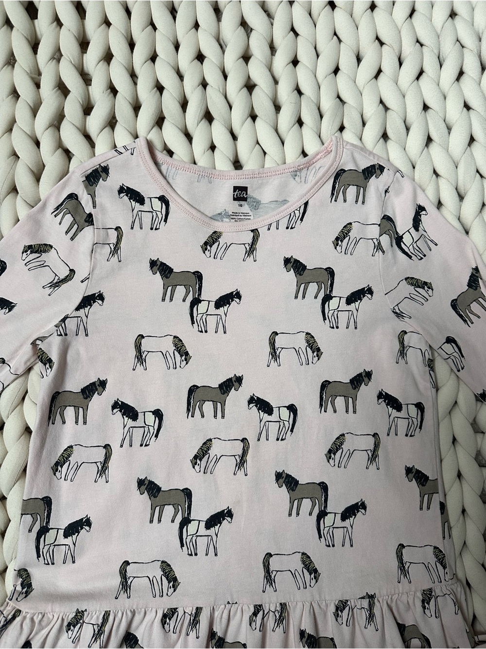 Girls Tea Collection Long Sleeve Horse Print Dress - Light Pink | Size 10 🐴 - Picture 2 of 8